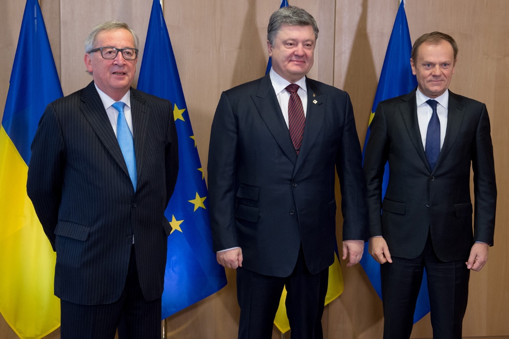 Jean Claude Juncker, Petró Poroshenko y Donald Tusk